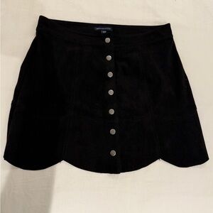 American Eagle Outfitters Black Scallop Hem Button-Front Skirt
